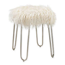 Sterling Industries Betty Retro Faux Fur Stool in White