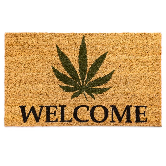 Evergreen C 18 Inch X 30 Inch Cannabis Welcome Door Mat Bed