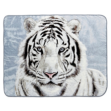 Shavel Home Products White Tiger  Luxury Oversized Throw Blanket. View a larger version of this product image.