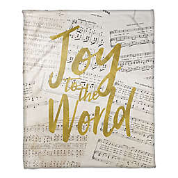 "Joy To The World" Throw Blanket in Gold/White