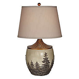 Pacific Coast Lighting® Great Forest Table Lamp in Antique Copper with Linen Shade