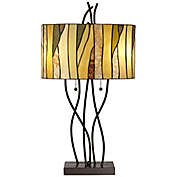 Pacific Coast Lighting&reg; Oak Vine Table in Bronze with Stained Glass Shade