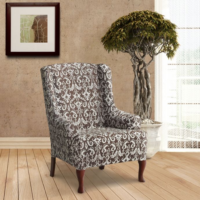 FurnitureSkins™ Bali Stretch Wingback Chair Slipcover in ...