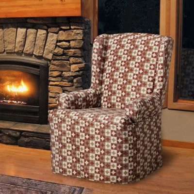 FurnitureSkins&trade; Avalon Wingback Chair Slipcover in Rustic Red
