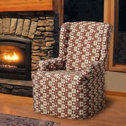FurnitureSkins™ Avalon Wingback Chair Slipcover in Rustic Red