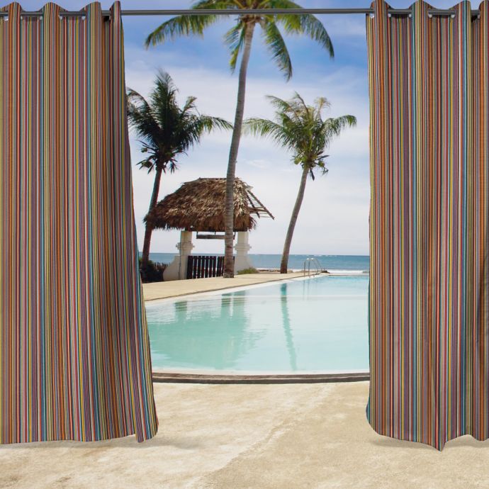 Sunbrella Mode Seaside Grommet Top Indoor Outdoor Curtain Panel