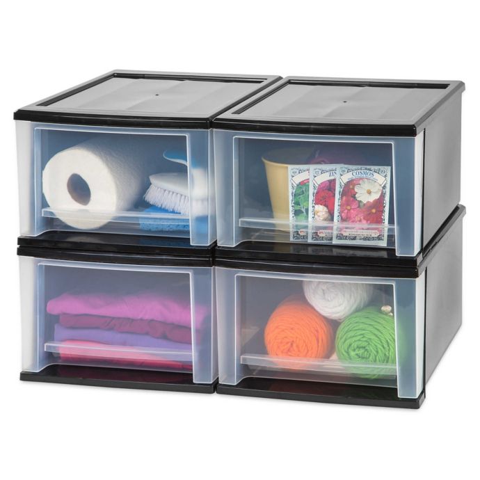 Iris 17 Qt Stacking Drawers Set Of 4 Bed Bath And Beyond Canada