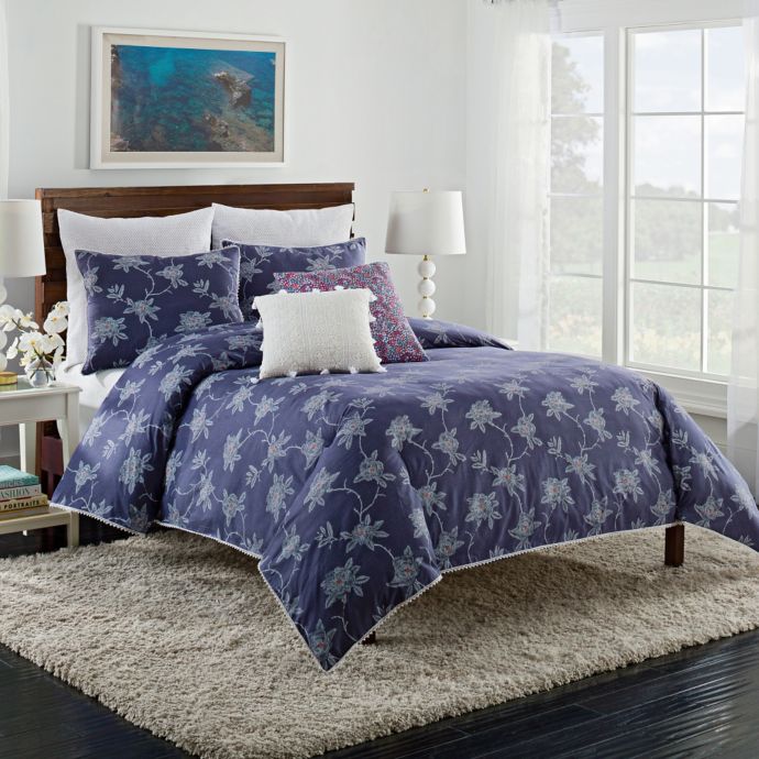 Cupcakes And Cashmere Sketch Floral Duvet Cover In Blue Bed Bath