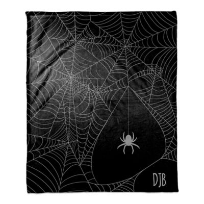 Halloween Spider Webs Throw Blanket in Purple/Black