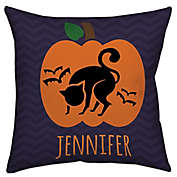 Halloween Jack-o-lantern Cat Throw Pillow in Black/Purple
