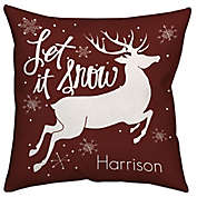 "Let it Snow" Reindeer Square Throw Pillow in Red/White