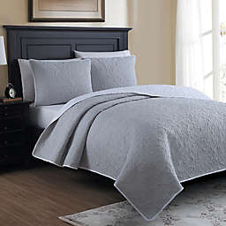 Marseille Reversible Twin Quilt Set in Light Grey
