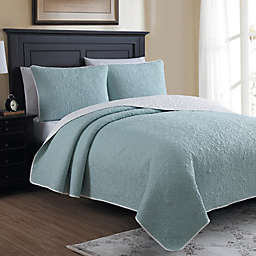 Marseille Reversible Twin Quilt Set in Seaglass