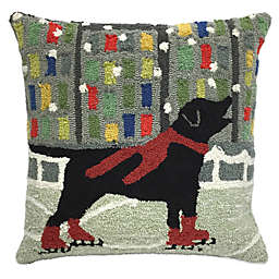 Trans-Ocean Front Porch Holiday Ice Dog Throw Pillow