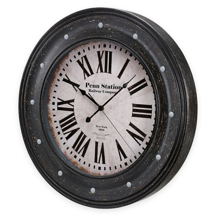 Bulova Vintage Large Wall Clock in Antique Black Finish | Bed Bath & Beyond