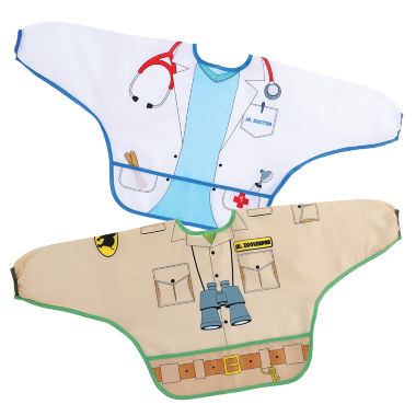 Dreambaby&reg; 2-Pack Doctor and Zookeeper Food and Fun Character Bibs/Smocks with Sleeves. View a larger version of this product image.