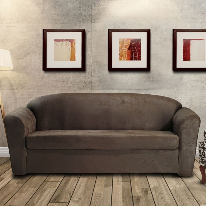 FurnitureSkins™ Austin 2Piece Distressed Leather Sofa Slipcover Bed