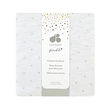 Just Born&reg; Sparkle Dot Fitted Crib Sheet in White. View a larger version of this product image.