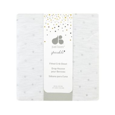 Just Born&reg; Sparkle Dot Fitted Crib Sheet in White. View a larger version of this product image.