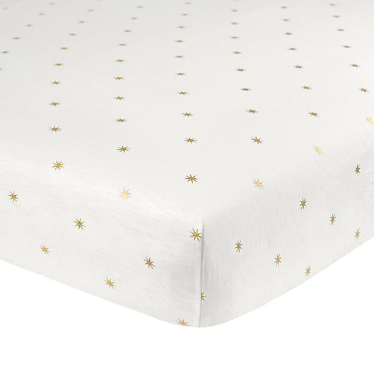 Alternate image 1 for Just Born® Sparkle Sunburst Fitted Crib Sheet in Ivory