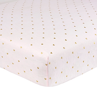 Just Born&reg; Sparkle Heart Fitted Crib Sheet in Pink. View a larger version of this product image.