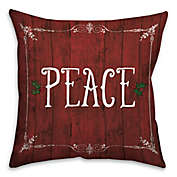 Rustic Holiday Peace Square Throw Pillow