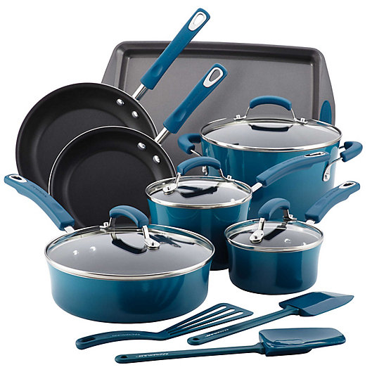 Alternate image 1 for Rachael Ray™ Classic Brights Nonstick Hard Enamel 14-Piece Cookware Set