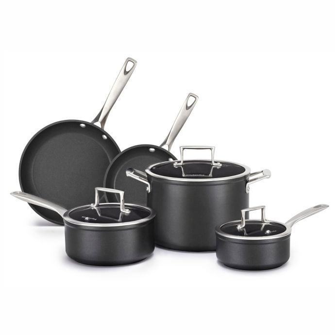 Kitchenaid® Nonstick Professional Hard Anodized 8-Piece Cookware Set in Black  Bed Bath & Beyond