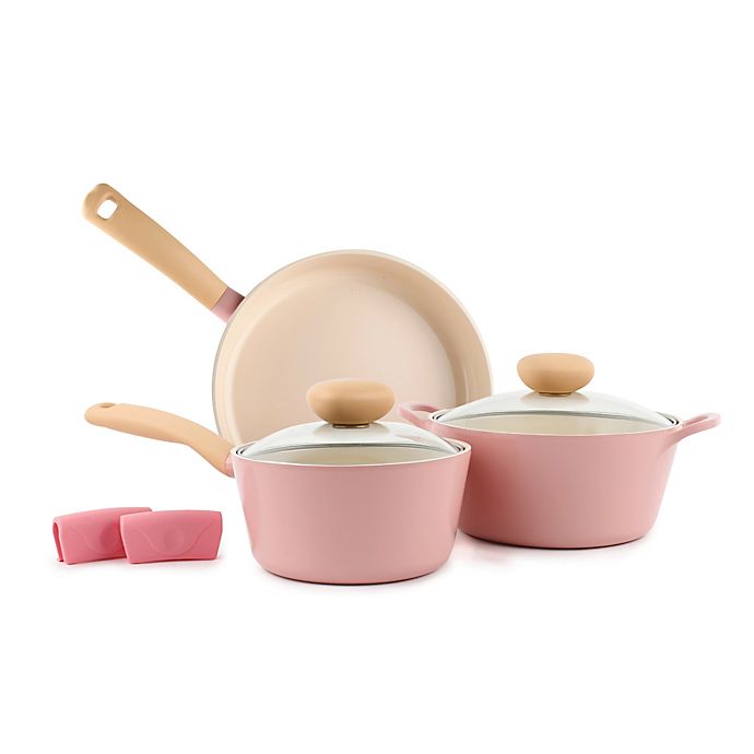 Neoflam Retro Nonstick Ceramic 5-Piece Cookware Set in Pink