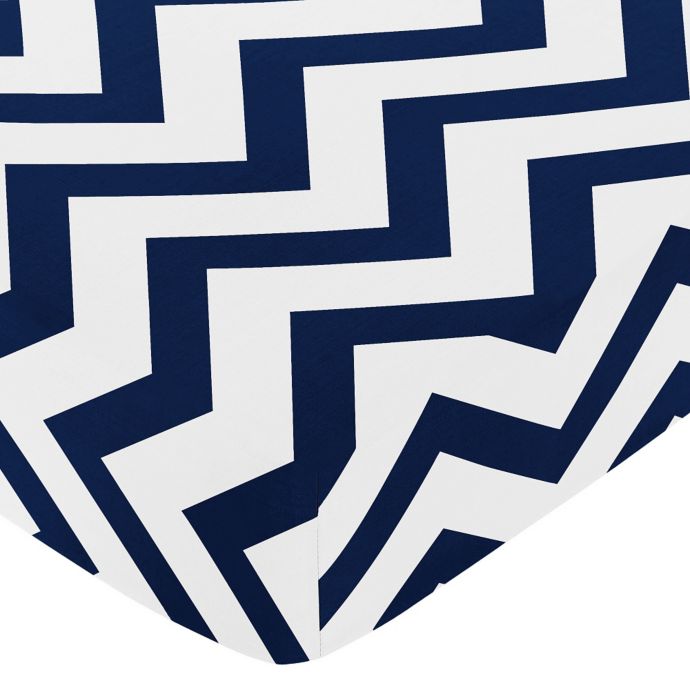 Sweet Jojo Designs Chevron Fitted Crib Sheet In Navy Blue And