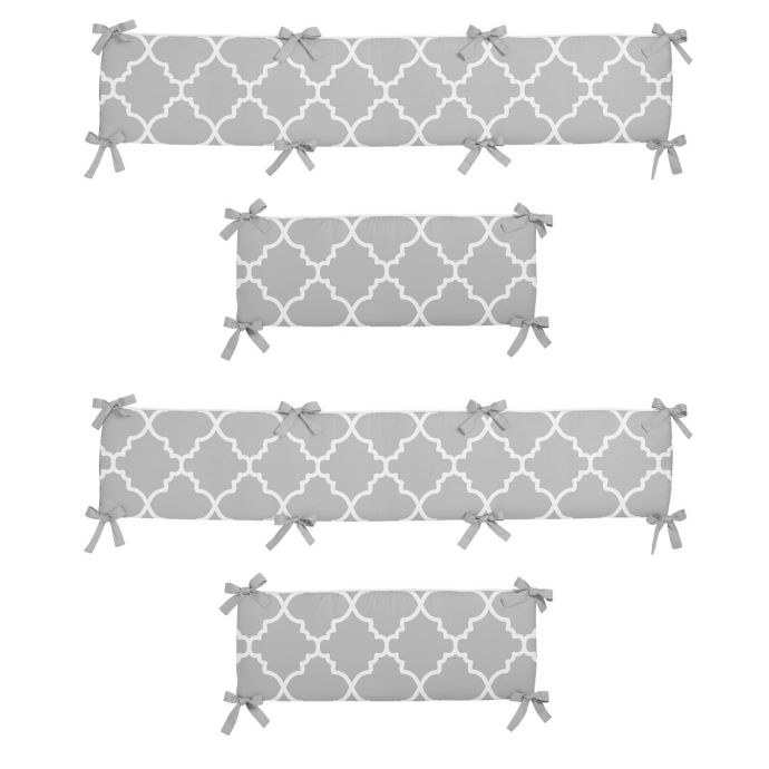 Sweet Jojo Designs Trellis 4 Piece Crib Bumper Set In Grey White