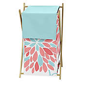 Sweet Jojo Designs&reg; Emma Laundry Hamper in White/Turquoise