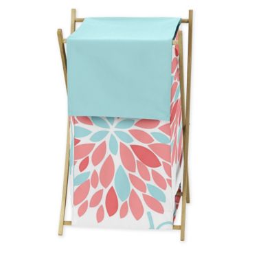 Sweet Jojo Designs® Emma Laundry Hamper in White/Turquoise | buybuy BABY