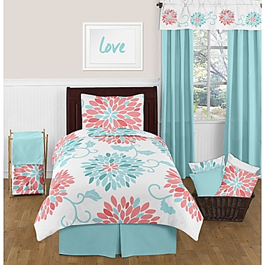 Sweet Jojo Designs Emma Twin Comforter Set in White/Turquoise. View a larger version of this product image.