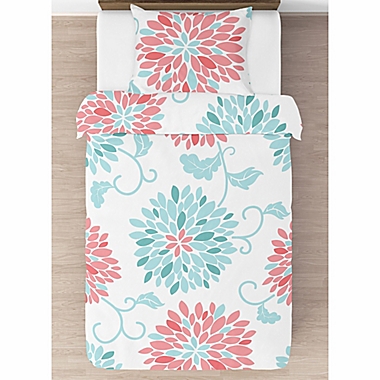 Sweet Jojo Designs Emma Twin Comforter Set in White/Turquoise. View a larger version of this product image.