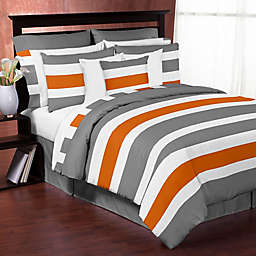 Sweet Jojo Designs Grey and Orange Stripe Comforter Set