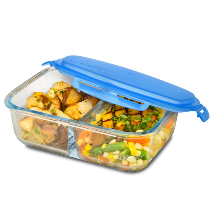 53 oz. Pure Glass Rectangular Bento Box in Blue Bed Bath