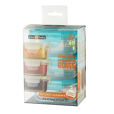 Innobaby Preppin&#39; SMART&trade; 5 oz. 2-Pack Locking Glass Container in Aqua. View a larger version of this product image.