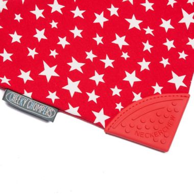 Cheeky Chompers&reg; Neckerchew&reg; 2-in-1 Teething Bandana Bib in Red Star Pattern. View a larger version of this product image.