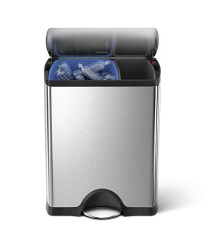 Bote de basura para reciclaje de acero inoxidable cepillado simplehuman™, de 46 L