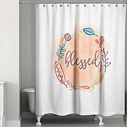 Blessed Watercolor Autumn Wreath Shower Curtain