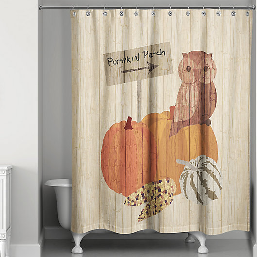 Alternate image 1 for Pumpkin Patch Owl Shower Curtain in Orange/Brown