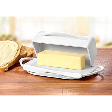 Butterie&reg; Flip-Top Butter Dish with Spreader in White. View a larger version of this product image.