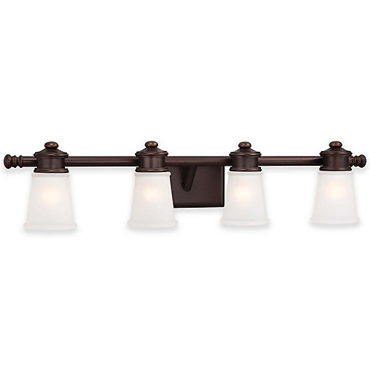 Alternate image 1 for Minka Lavery Bath Fixture in Dark Brushed Bronze with Glass Shade