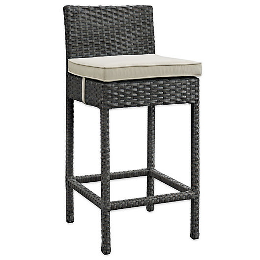 Modway Sojourn Outdoor Wicker Bar Stool, Wicker Bar Stool With Cushion
