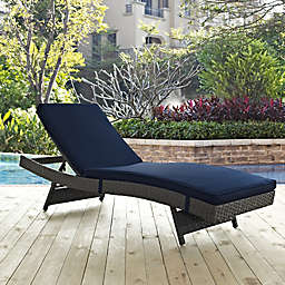 Modway Sojourn Outdoor Chaise in Navy Sunbrella® Canvas