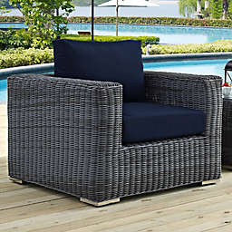 Modway Summon Outdoor Wicker Armchair in Sunbrella® Canvas