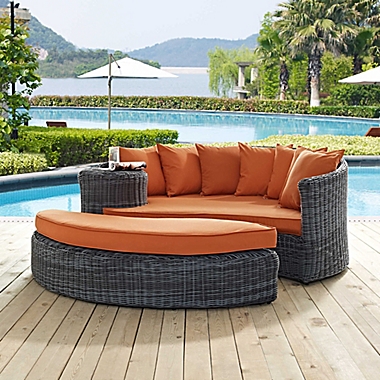 Modway Summon 2-Piece Outdoor Wicker Daybed in Sunbrella&reg; Canvas. View a larger version of this product image.