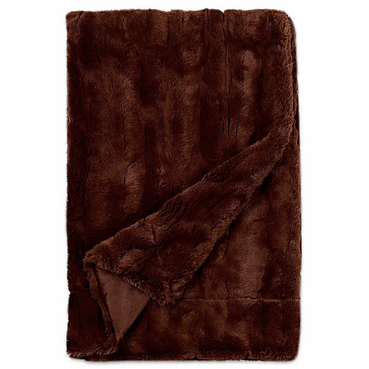 Alternate image 1 for Embossed Faux Mink Blanket in Brown