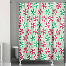 Peppermint Candy Shower Curtain in Green/Red